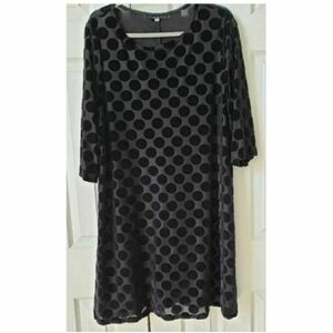 Bryn Walker Hester Dress XL Black Velvet Polka Dot Lagenlook NWOT